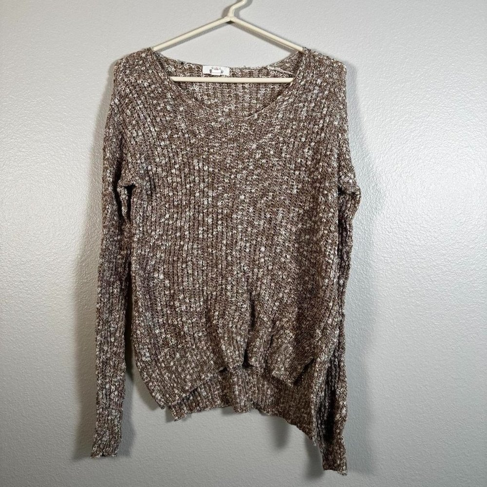 Sun & Shadow Brown Large Knit Sweater